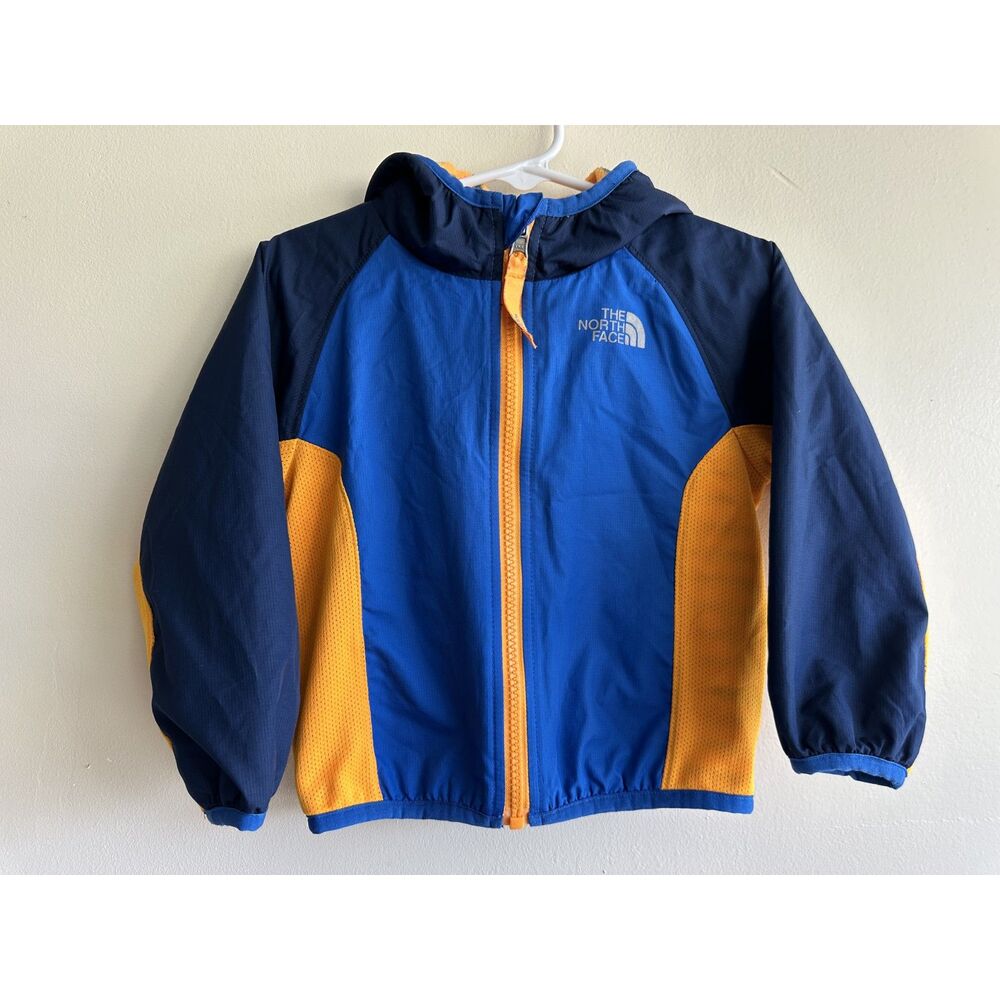 The North Face Reversible Hooded Jacket Infant 12-18M Blue Orange Fleece